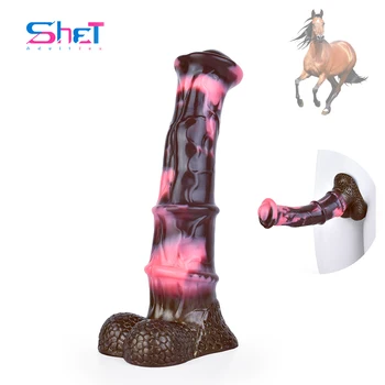 Фаллоимитатор SHET Fantasy Horse, реалистичная анальная пробка животного происхождения с присоской, длинный мастурбатор для расширения ягодиц, секс-товары для взрослых.
